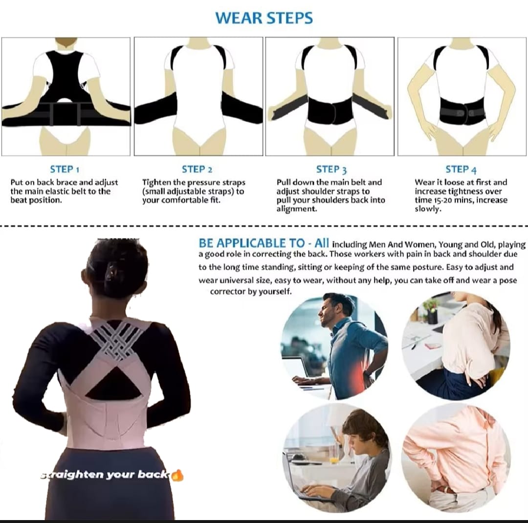 Adjustable Back Posture Belt Office Home Gym Back Straightener Posture Corrector - image 4