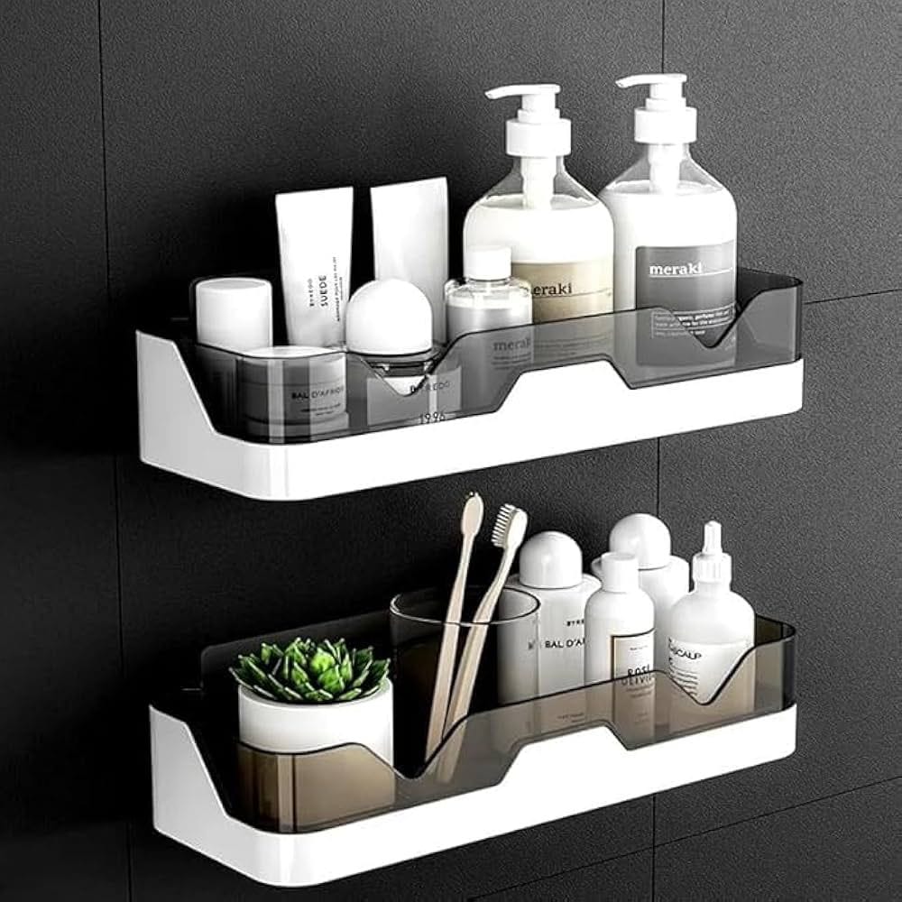Bathroom shelf storage organizer no driling shower shelf kitchen storage basket rack shelves punch free bathing fitted bathroom plastic Wall Mount storage box - image 1