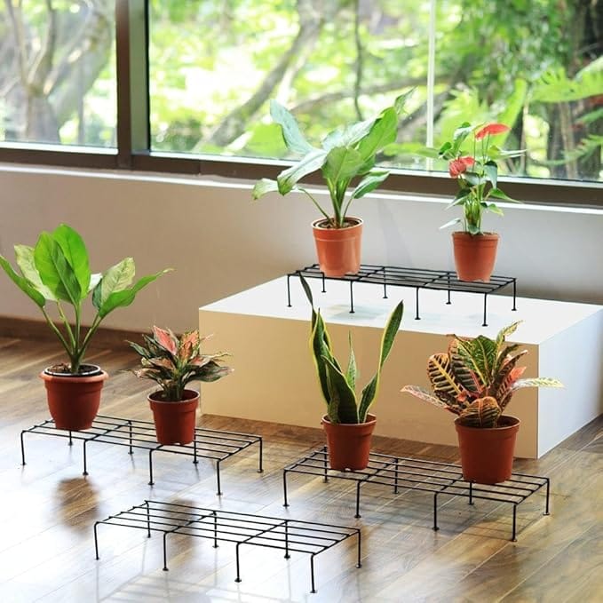 Set Of 2 Pieces Rust Resistant 24-Inch Metal Plant Stand for Indoor and Outdoor Use - Durable and Elegant - image 3