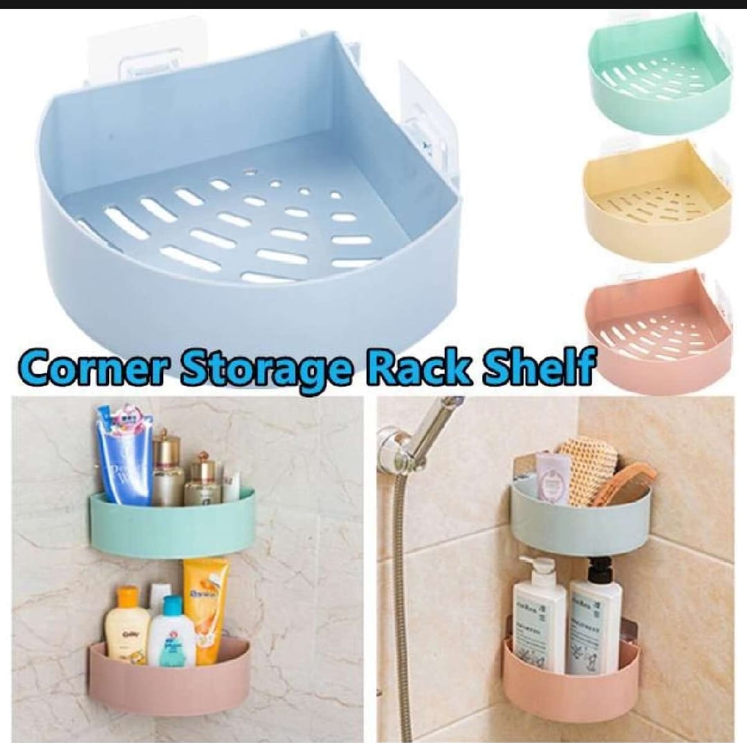 Wall Mounted Multipurpose Kitchen Bathroom Wall Holder Storage Rack Corner Shelf - Wall Storage Racks | - image 2