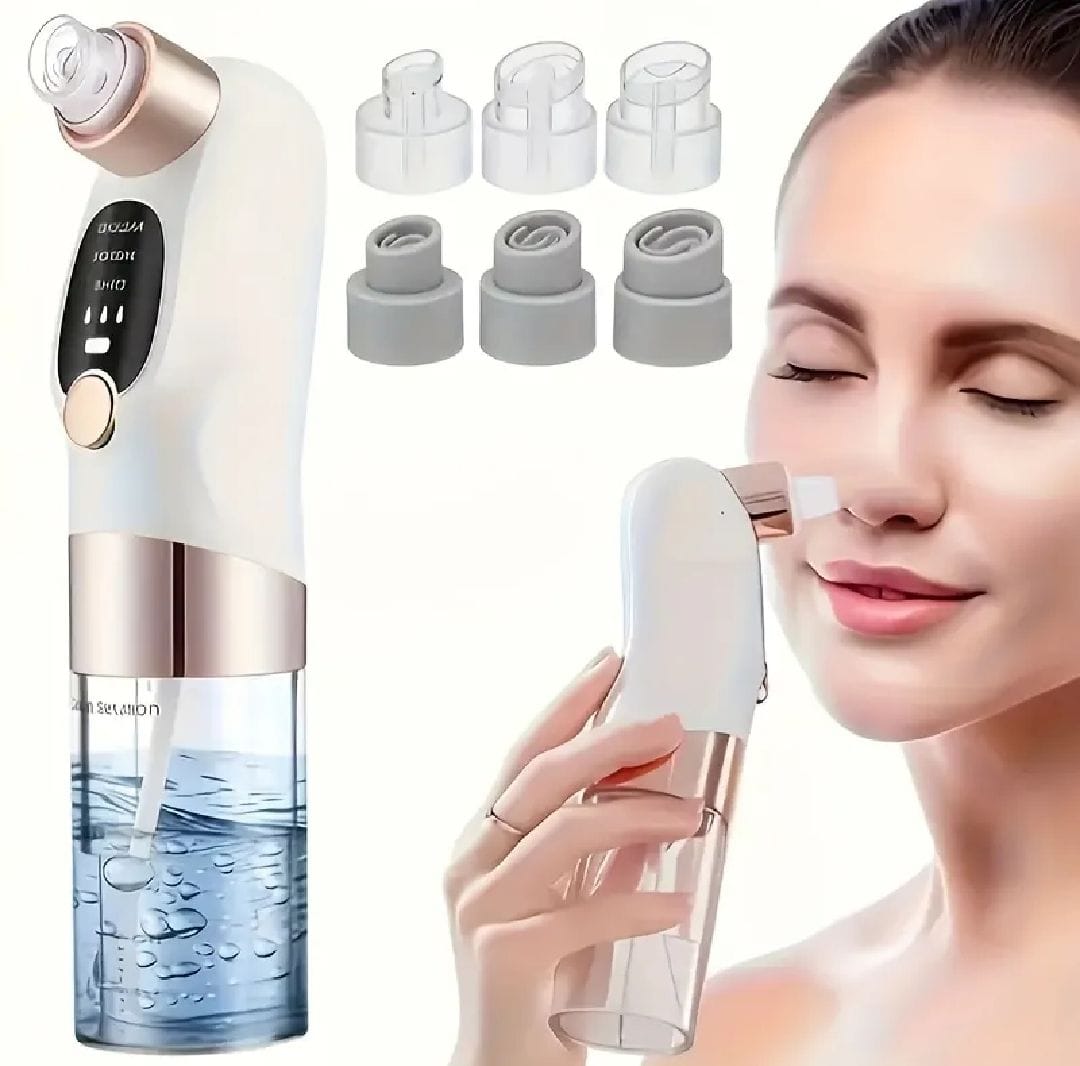 Electric Blackhead Remover Vacuum Suction Pore Cleaner Rechargeable Water Cycle Acne Cleansing Black Dot Pimple Removal Facial Tool, With 3 Suction Levels and 6 Heads - image 5