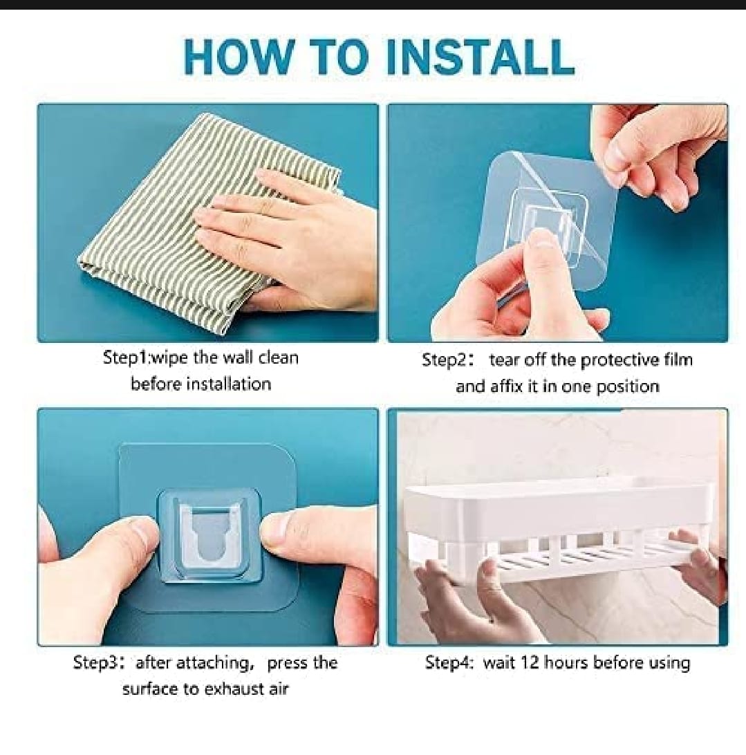 1 Piece Plastic Bathroom Kitchen Storage Organize Shelf Rack Bathroom Shelves Shower Caddy Basket with Wall Mounted - image 2