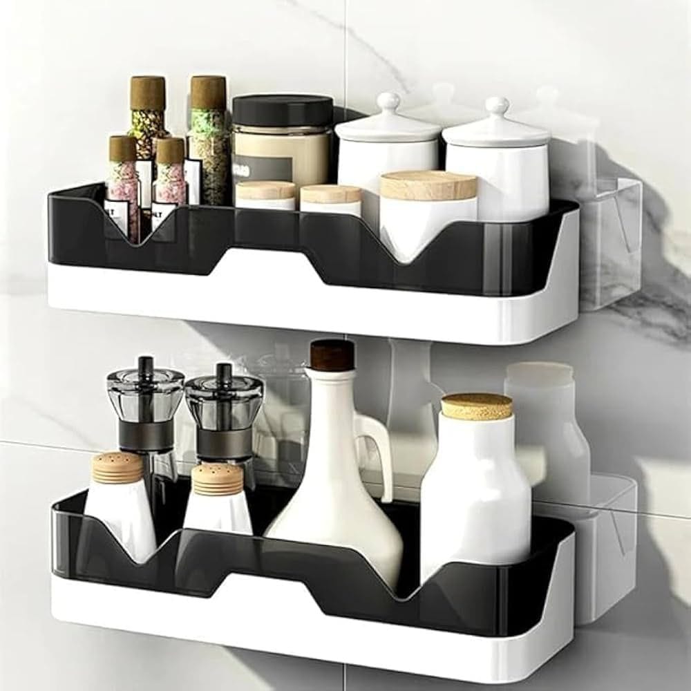Bathroom shelf storage organizer no driling shower shelf kitchen storage basket rack shelves punch free bathing fitted bathroom plastic Wall Mount storage box - image 4
