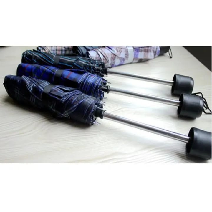 UV Protection Three Folding Check Umbrella For Unisex - image 3