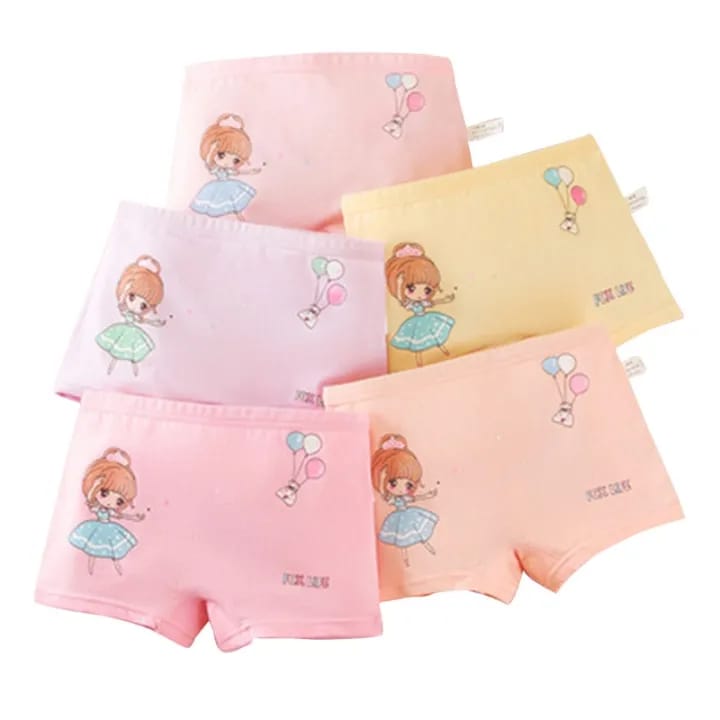 Cartoon Printed Boxer Panty - Underwear For Girls - 10 Pack - image 2