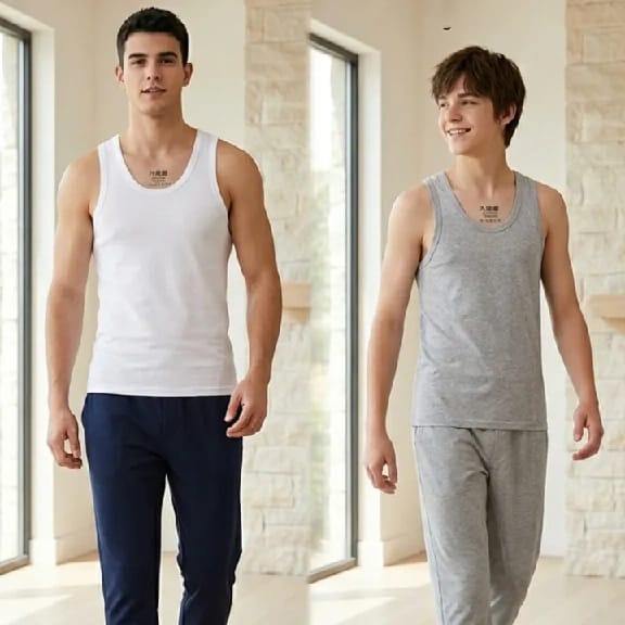 Crocodile Cotton Sleeveless Undershirt Fine Vest For Men (Pack Of 2) - image 1