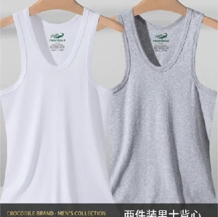Crocodile Cotton Sleeveless Undershirt Fine Vest For Men (Pack Of 2) - image 2
