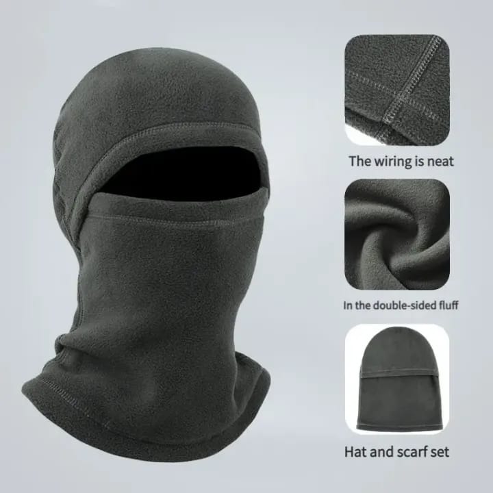 Winter Thermal Fleece Motorcycle Balaclava Full Face Mask Cycling Hood Sports Running Neck Warmer Men's Cover Hat - image 2