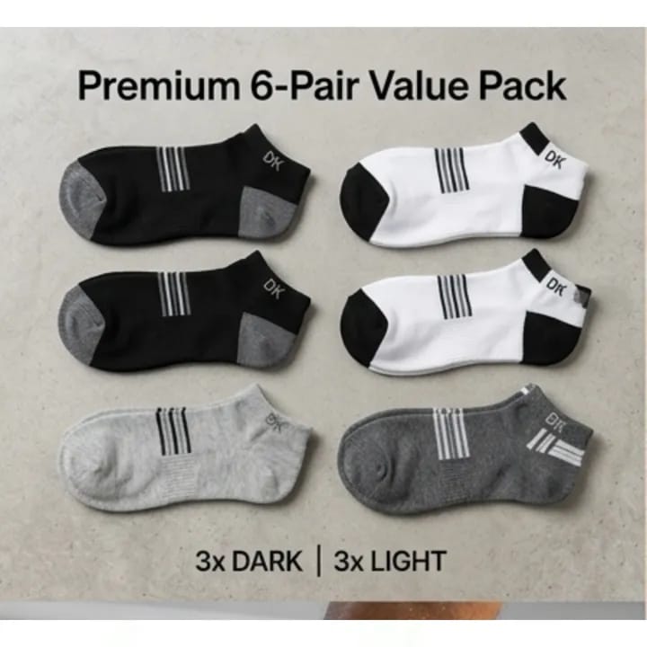 Pack Of 6 Pairs Basic Foot Ankle Socks For Men - image 1