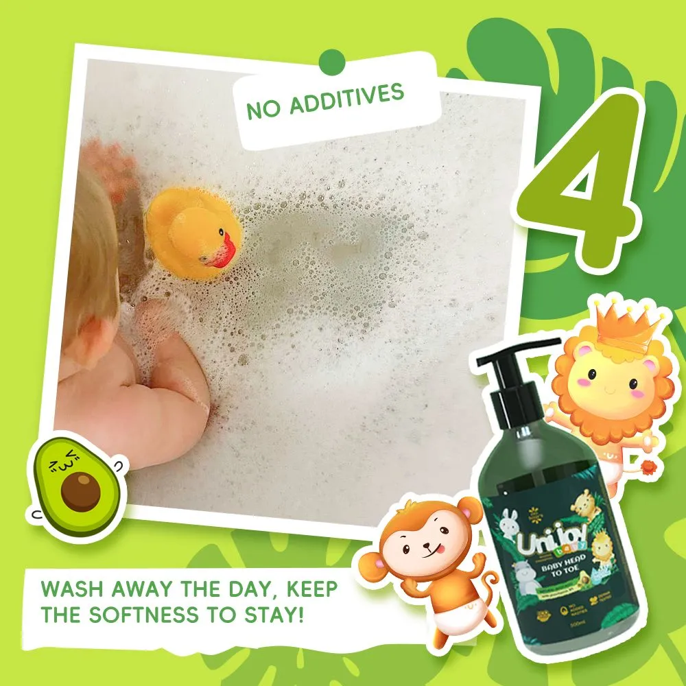 Unijoy Baby Head To Toe | Natural Avacado Shampoo And Body Wash For Kids - 480ml - image 5