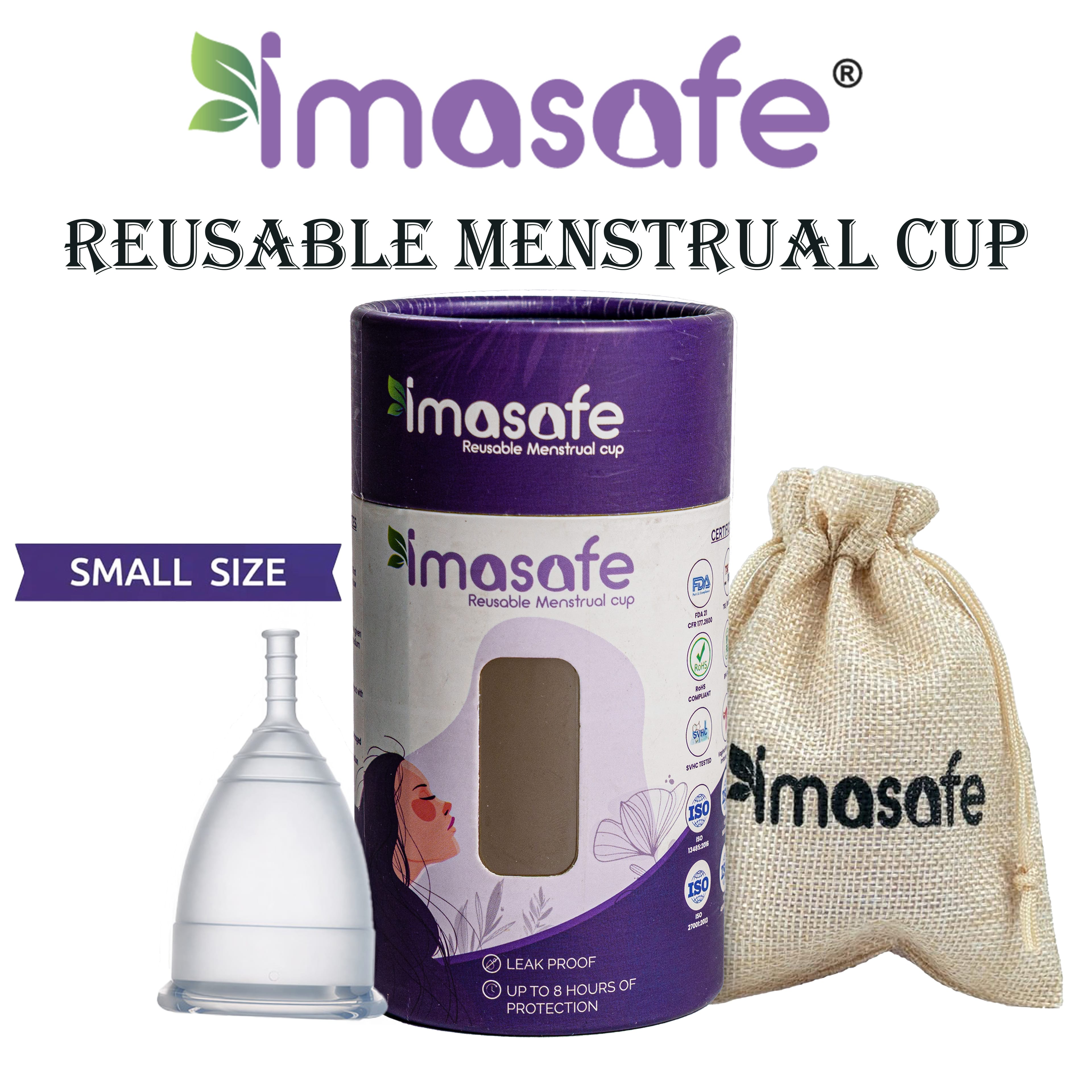 Imasafe Reuseable Menstrual Cup 15ml (Small) Protection For Upto 8hrs - image 1