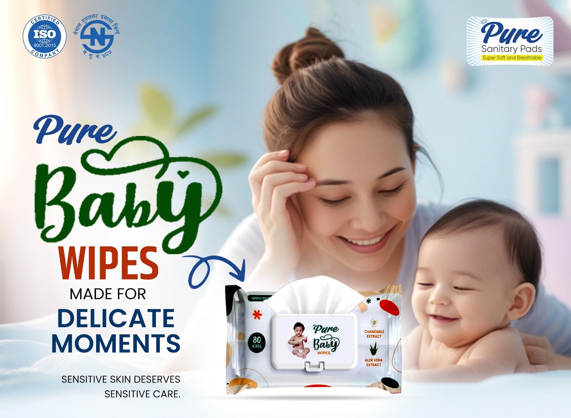Pure Baby Wipes(80 wipes),gently cleanses and refreshes baby's skin - image 4
