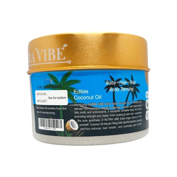 100% Natural Coconut Oil With Extra Virgin - Nutra Vibe 200ml (Edible Coconut Oil ) Useful For Baby, Hair, Skin & Body Tanning - image 2