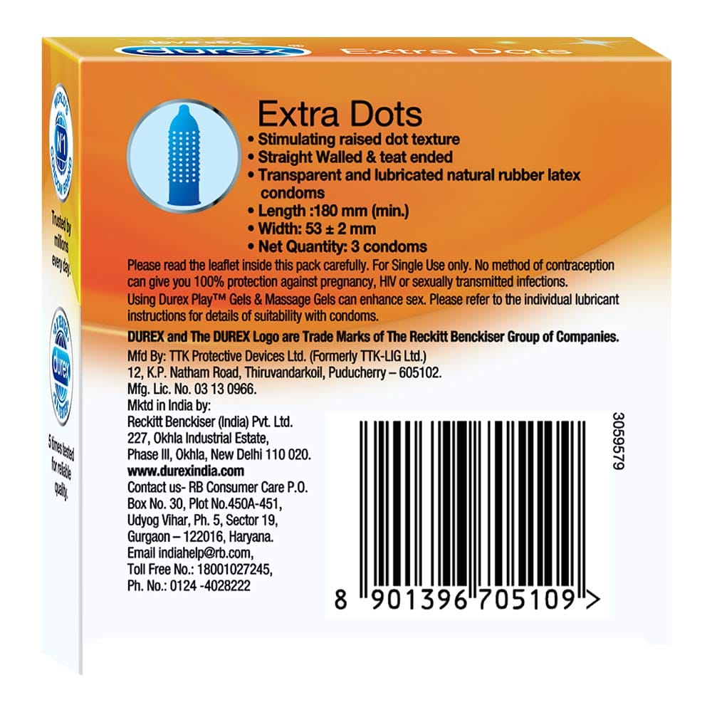 Durex Extra Dots Condoms - 3 Count - image 2