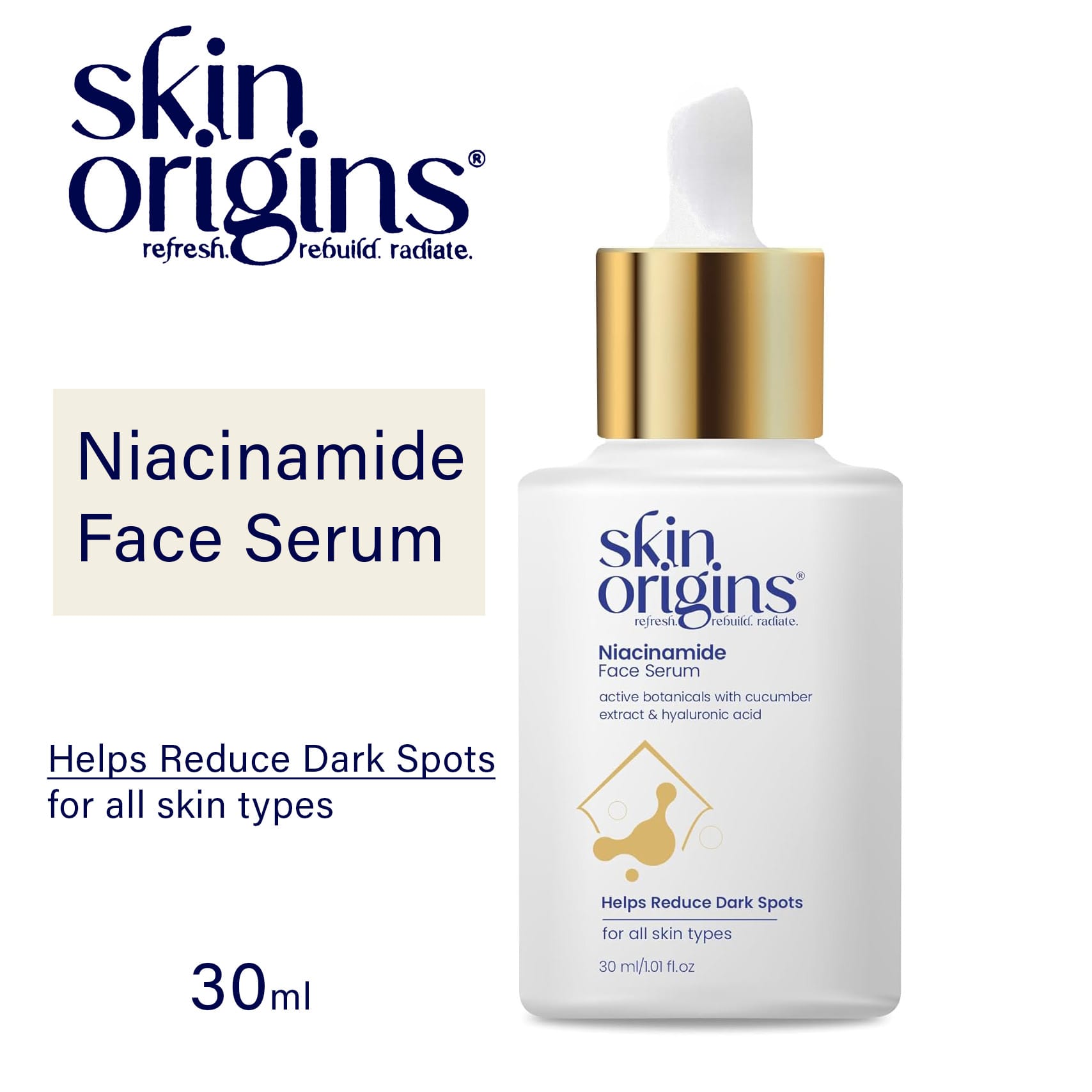 Skin Origins Niacinamide Face Serum - 30ml / 1.01 fl.oz. | Helps Reduce Dark Spots for all Skin Types - image 1