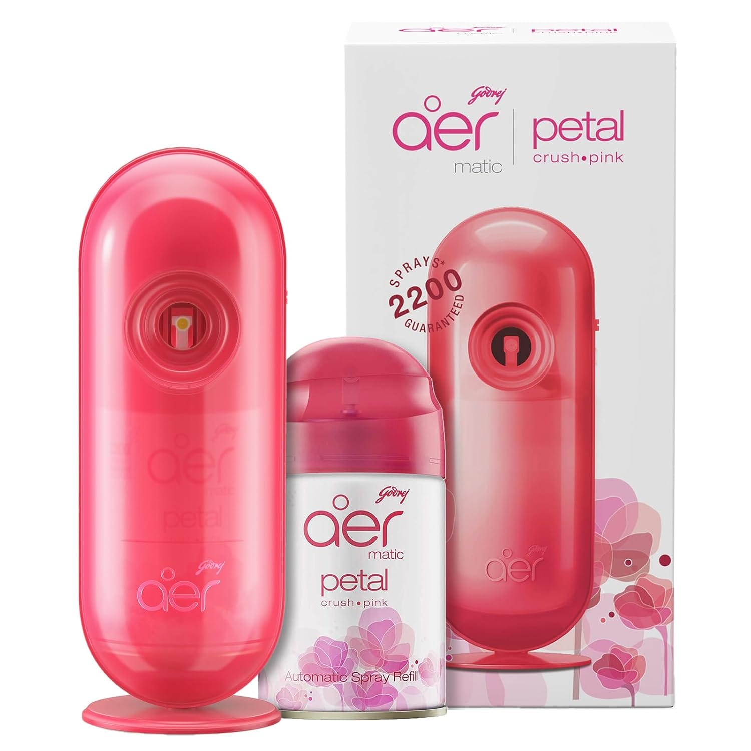 Godrej Aer Matic / Automatic Room Freshner Combi - 2200 Sprays Guranteed - Petal Crush Pink - image 3