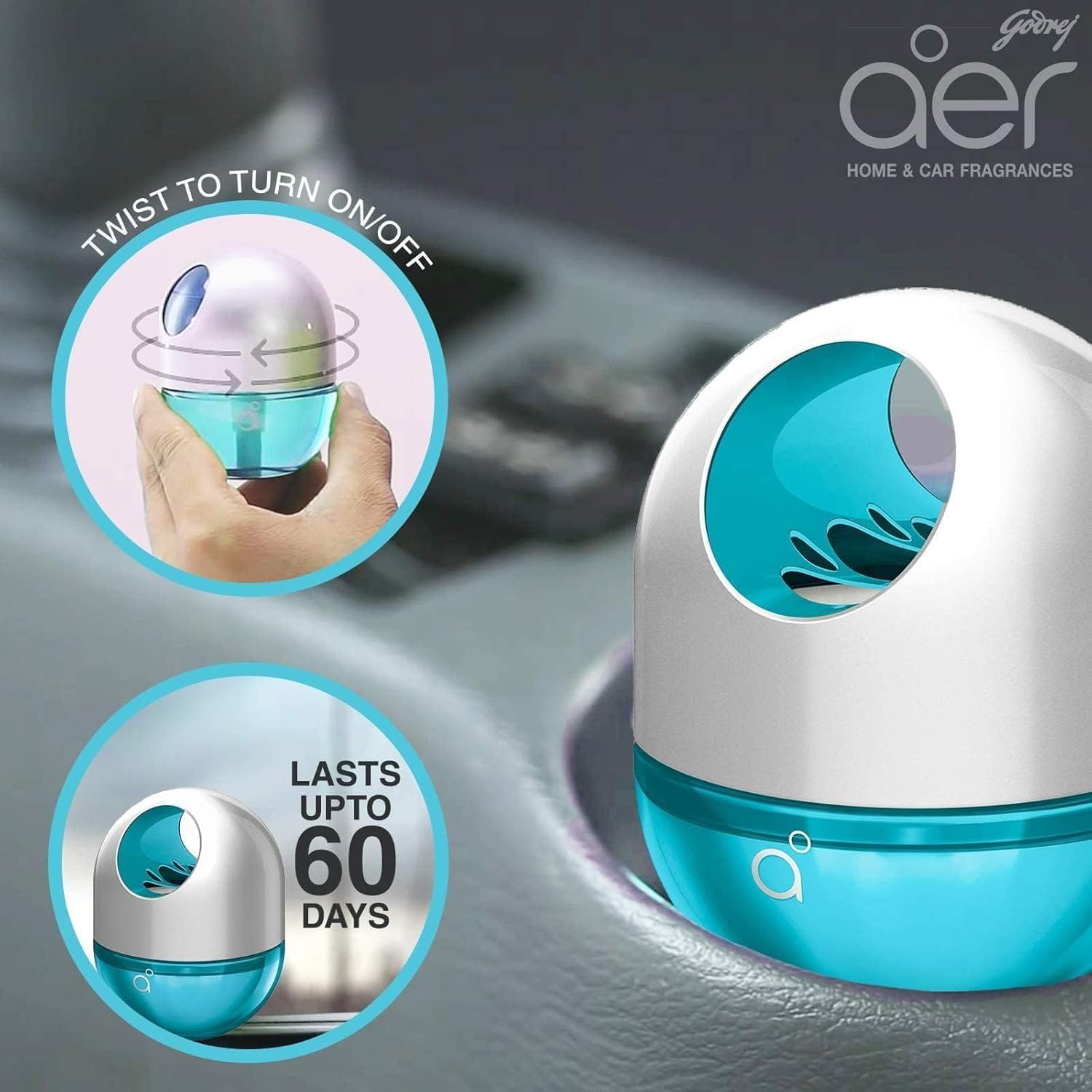 Godrej Aer Twist Gel Car Fragrance (Surf Blue) - 45 g | Lasts upto 60 days - image 4