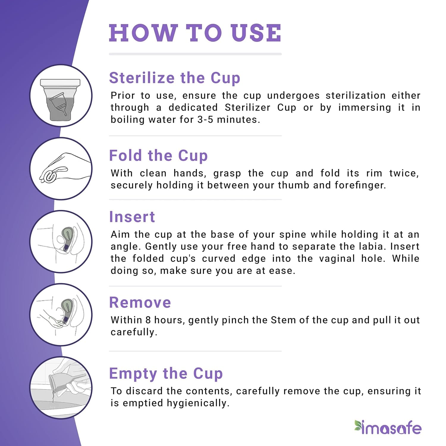 Imasafe Reuseable Menstrual Cup (Medium Size) 25ml + 15ml Combo + (Small Size) - image 5