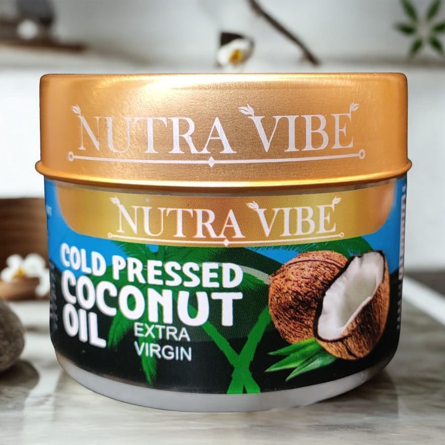 100% Natural Coconut Oil With Extra Virgin - NutraVibe 200ml (Edible Coconut Oil ) Useful For Baby, Hair, Skin & Body Tanning - image 1