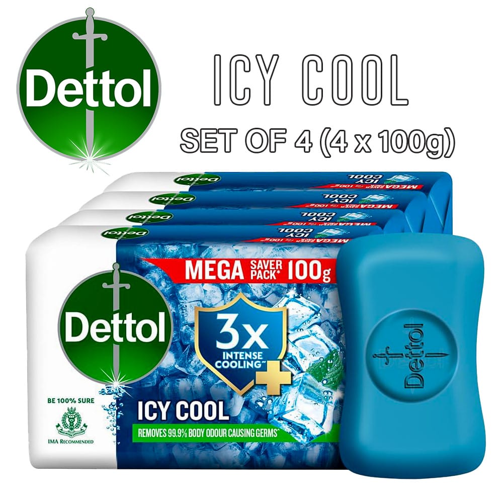 Dettol Icy Cool #x Intense Cooling - 4 Bars Of 100g Soap ( 4 x 100g) - image 1