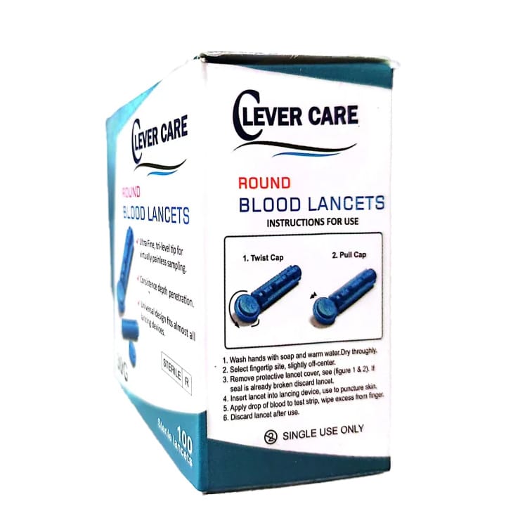 Glucometer Round Blood Lancets - Clever Care - 100 Sterile Lancets With Universal Design That Fits Almost All Lancing Devices - image 3
