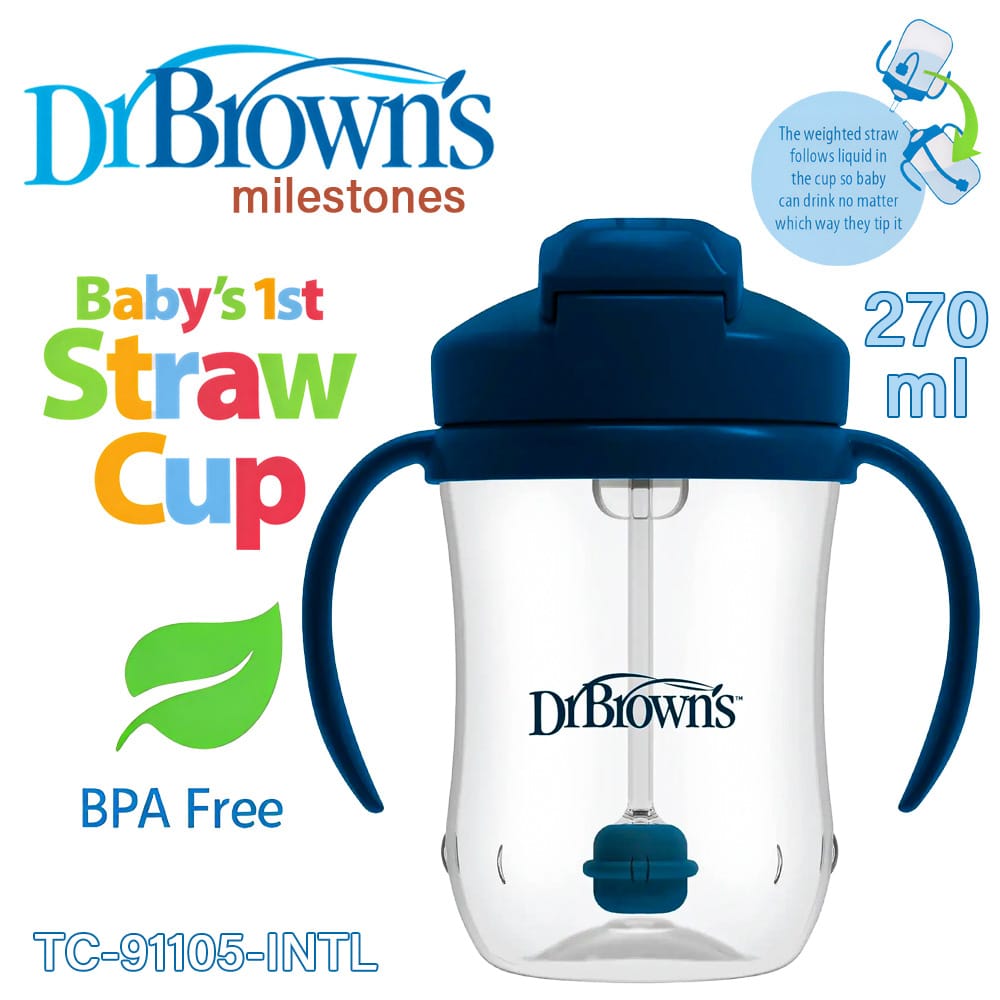 Dr. Brown's Milestone Baby's 1st Straw Cup For 6 months+ (TC91105-INTL) | Spill-proof, Weightened Straw Helps Baby Drink From Any Angle (270ml/9oz) - image 1