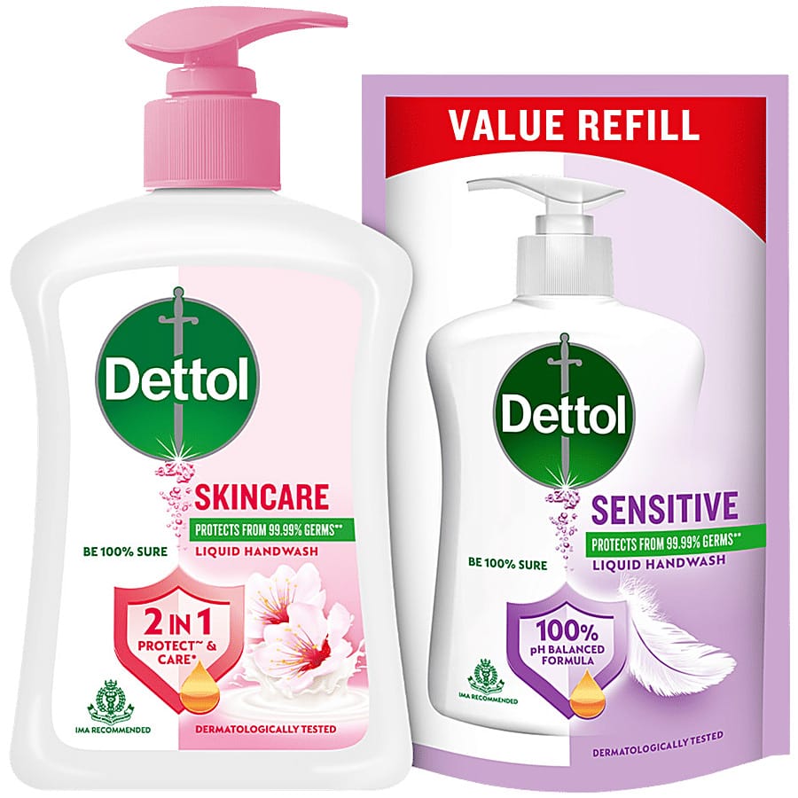 Dettol Liquid Handwash SKINCARE 200ml + 175ml Value Refill - image 1