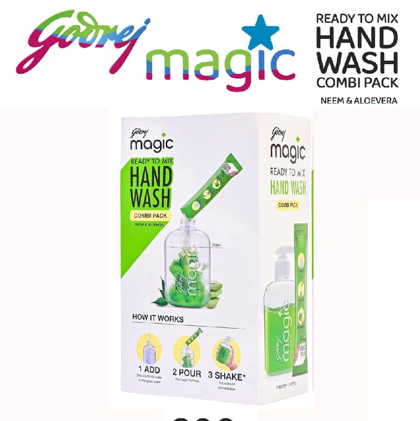 Godrej Magic Ready To Mix Handwash Combi Pack (200ml Each ) | Neem & Aloevera | Contains {1 Bottles + 1 Refills Each} - image 1