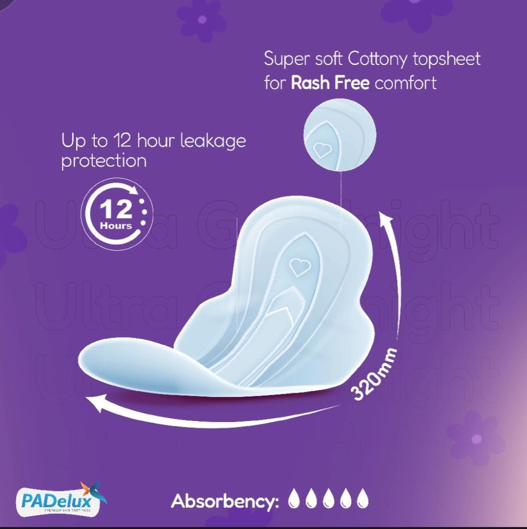 PADelux Sanitary Pads Ultra Goodnight XXL 320 Mm- 8 Pads Set Of 10 - image 3