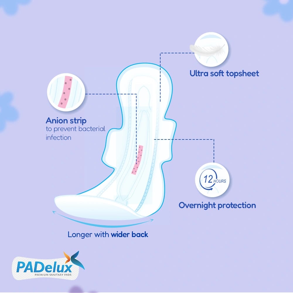 PADelux Cozzy Nights XXXL-350mm 12 Pads No Leaks, Extra Long And Wide Protection (Pack Of 3) - image 3