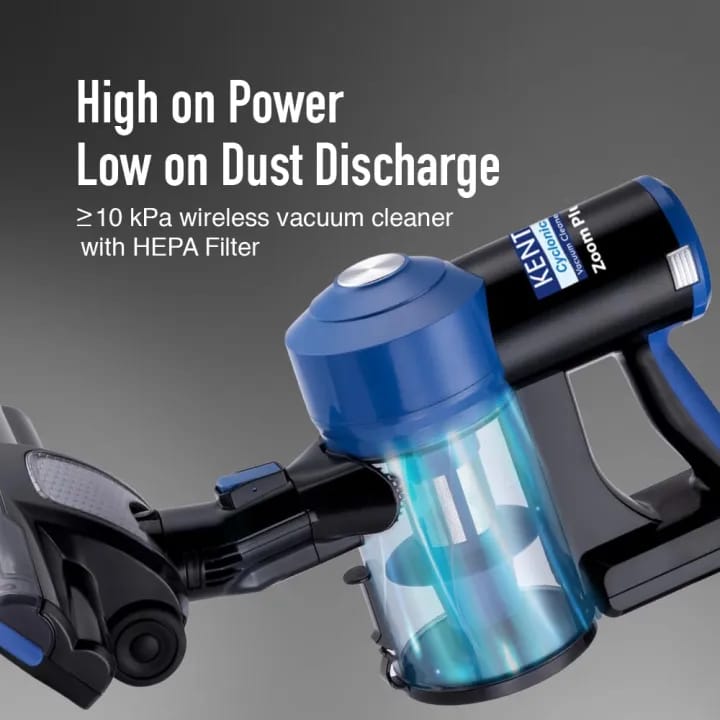KENT Zoom Plus Cordless Vacuum Cleaner 150 Watt With Multi Nozzle Operation & Cyclone5 Technology (Blue, Black) - image 2