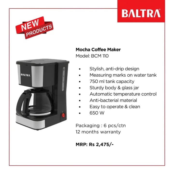BALTRA coffee maker | Drip Espresso Coffee Machine For Home | 650W Drip Coffee Maker| 6-Cups Capacity | Anti-Drip Function | Dry Heat Protection BCM 110 | 1-Year Warranty - image 3