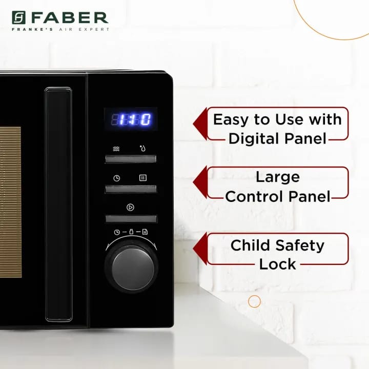 Faber FMW Instacook 30C Standalone 29L Microwave |900W|10 Auto Cook Menu|Digital Panel|Reheat & Defrost|Glass Turntable|Child Safety Lock|Easy Clean Coating|Power Level 5|2 Yrs Warranty|Black - image 5
