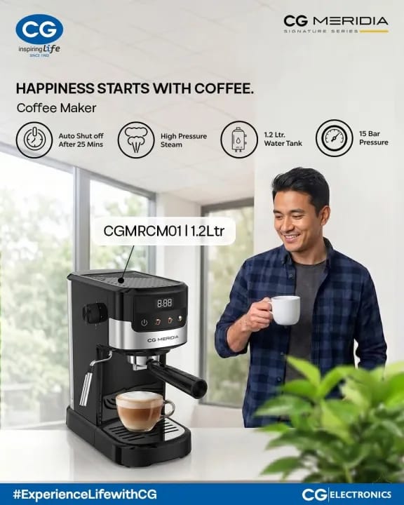 CGMERIDIA Espresso Machine, 1 Liter, 2 Cups, 1100W, Black - CGMRCM01 - image 4