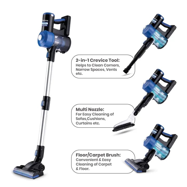 KENT Zoom Plus Cordless Vacuum Cleaner 150 Watt With Multi Nozzle Operation & Cyclone5 Technology (Blue, Black) - image 5