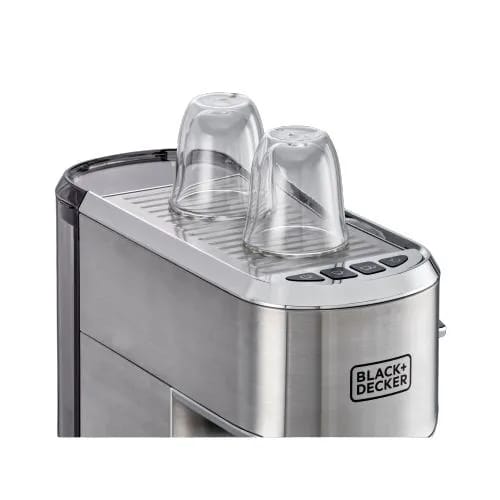 Black + Decker Espresso Machine, 1 Liter, 2 Cups, 1450W, Silver - ECM150-B5 - image 2