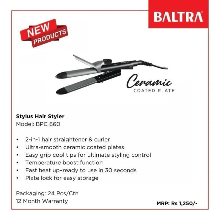 BALTRA Hair Straightener Stylus BPC 860/1 years Full Service Warranty - image 1