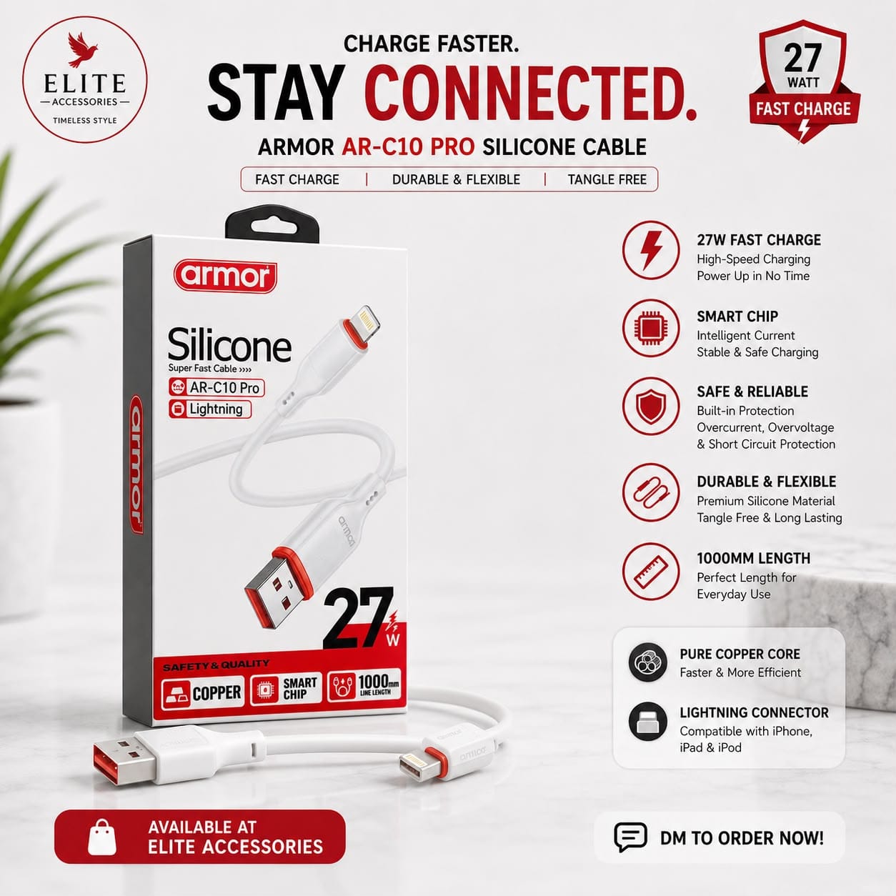 Model Name: Armor AR-C10 Pro Silicone Cable USB-A to Lightning - image 1