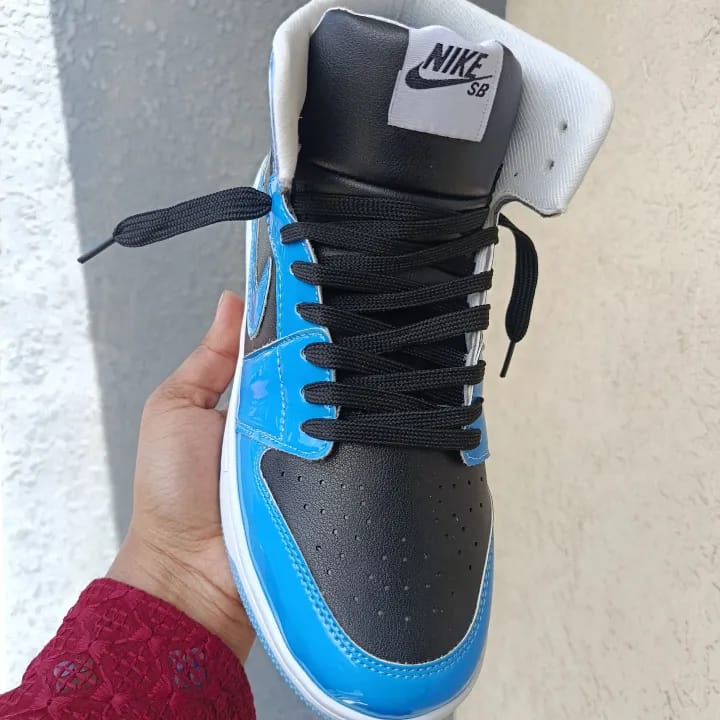 Men'S Gloss Blue & Black High-Top Sneakers. Shoes For Men - image 5