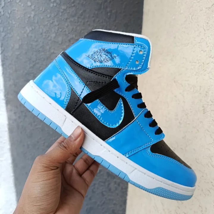 Men'S Gloss Blue & Black High-Top Sneakers. Shoes For Men - image 2