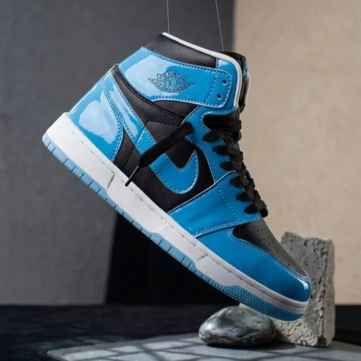 Men'S Gloss Blue & Black High-Top Sneakers. Shoes For Men - image 1