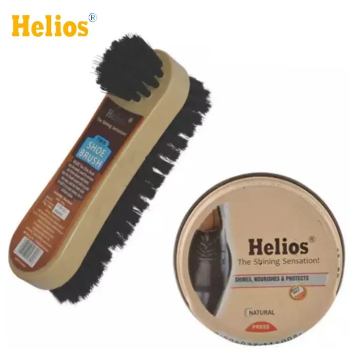 Helios Natural Wax Shoe Polish And Twin Shoe Brush Combo Value Pack - image 1