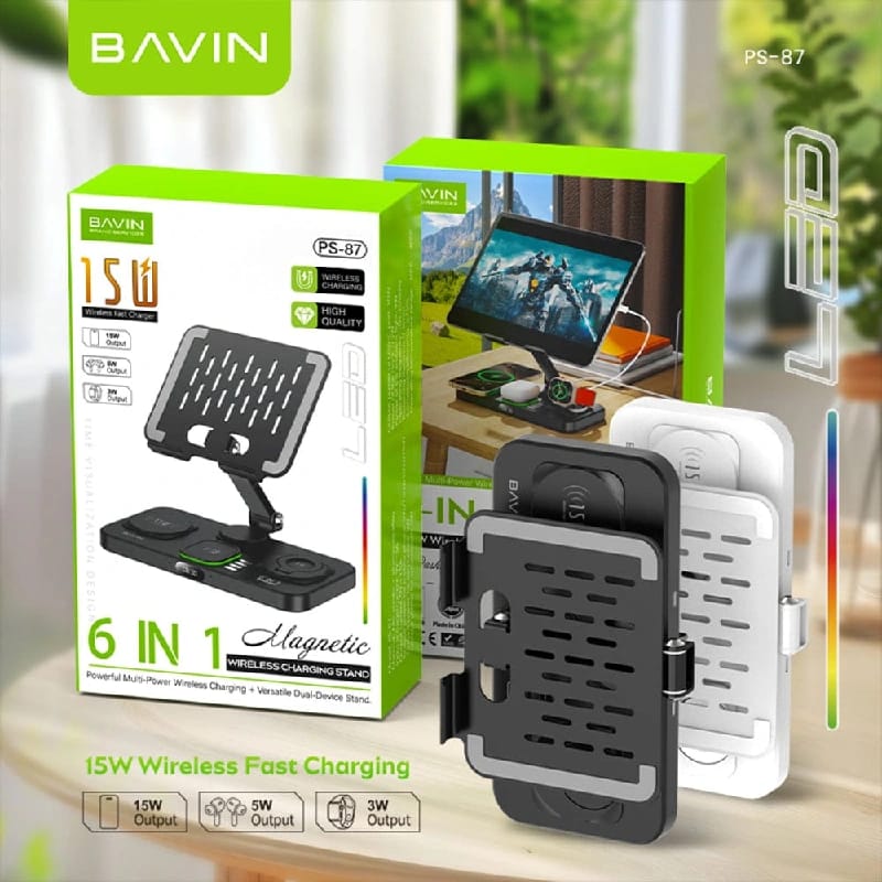 Bavin Wireless Fast Charging 15W + Versatile Dual -Device Stand PS-87