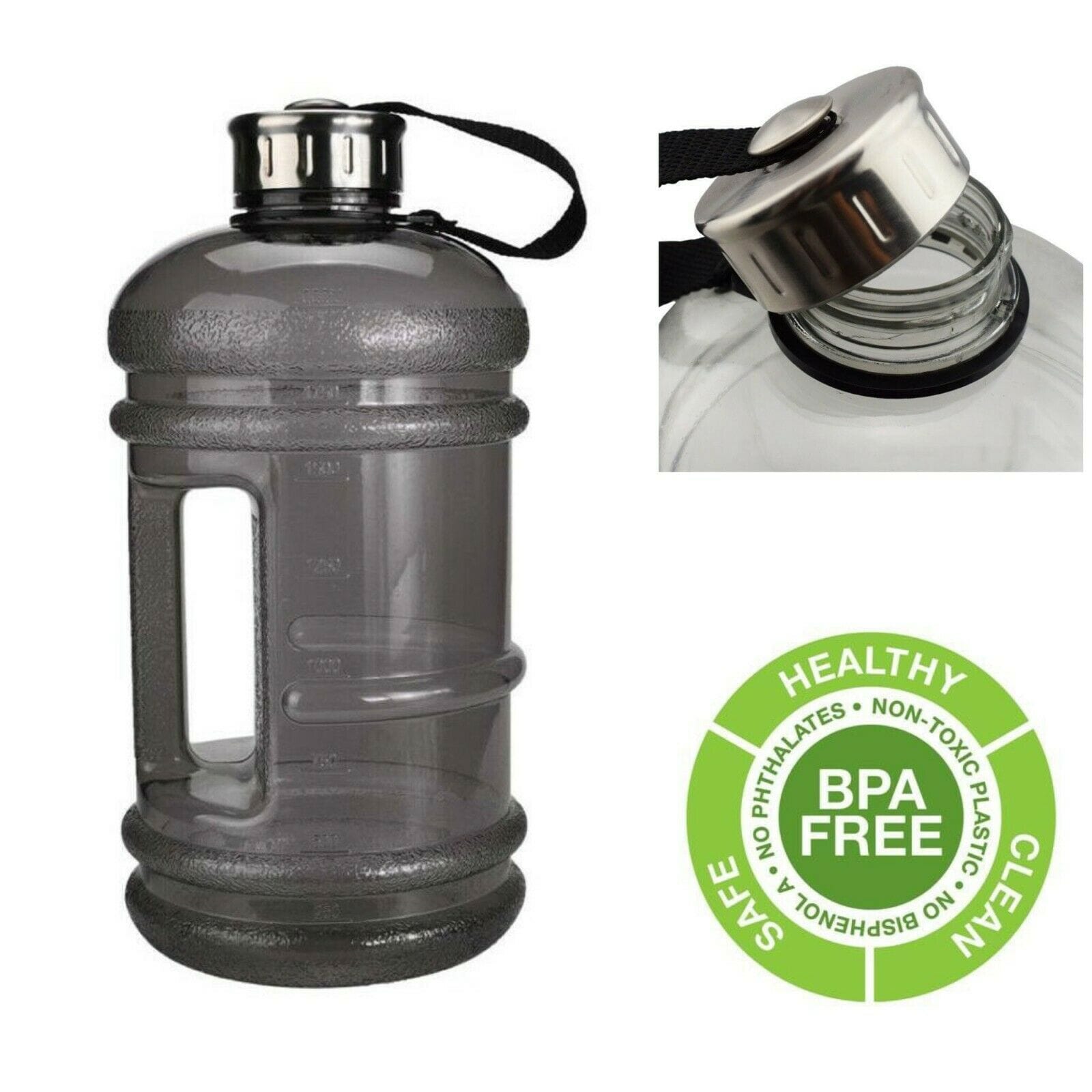 1.5 Litre Water Bottle - Now With Easy Drink Cap - Durable & Extra Strong - Bpa Free - Ideal For: Gym, Dieting, Bodybuilding, Outdoor Sports, Hiking & Office - image 1