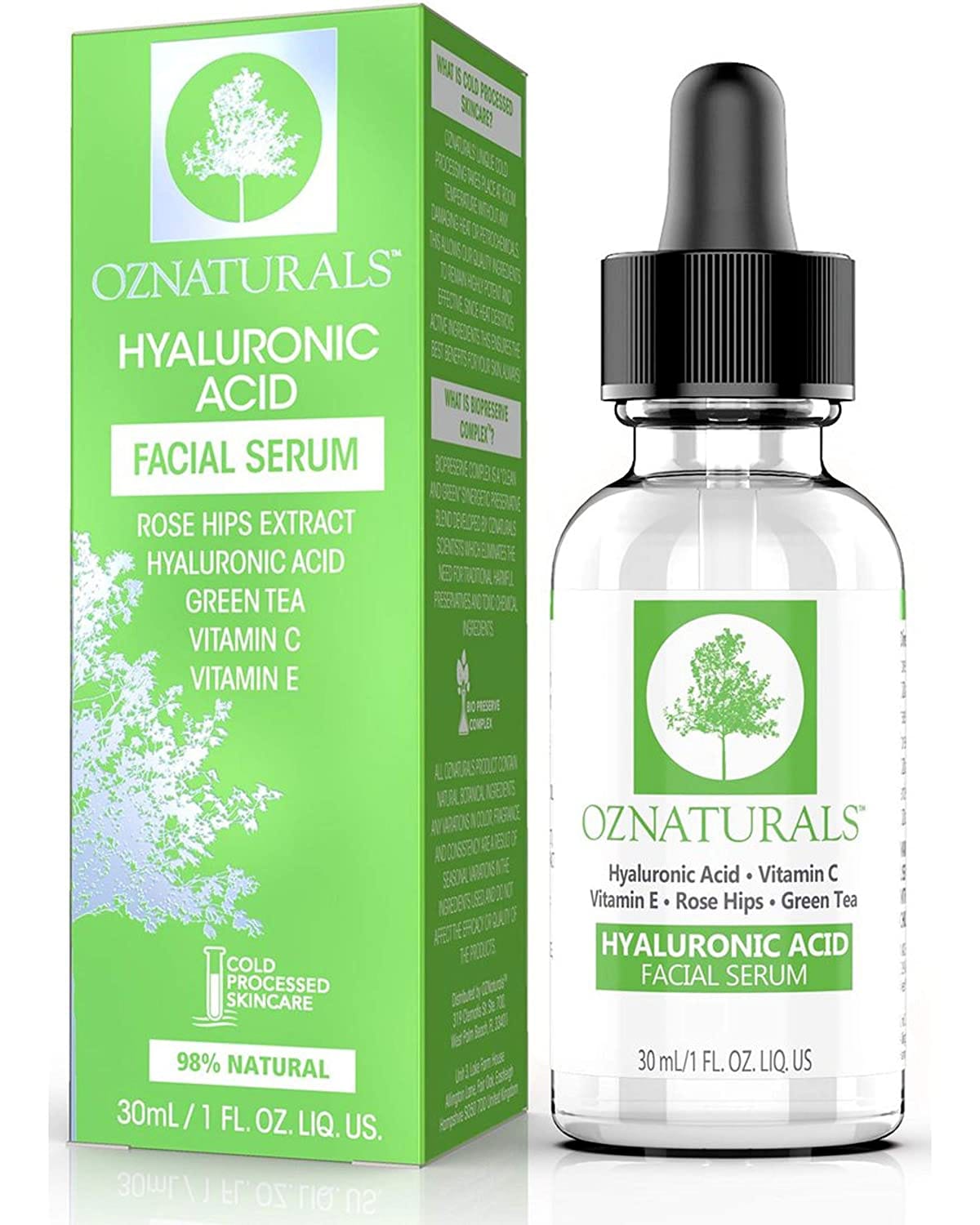 OZNaturals Hyaluronic Acid Serum ( Vitamin C Serum + Vitamin E Serum ) For Skin Deeply Hydrates And Plumps Skin - For Face Anti Aging Anti Wrinkle Serum - 30ml - image 1