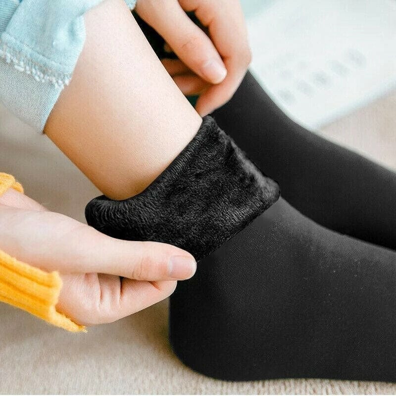 Pack of 12 (6 Pairs) Women Velvet Fur Inside Winter Socks - Multicolor - image 3