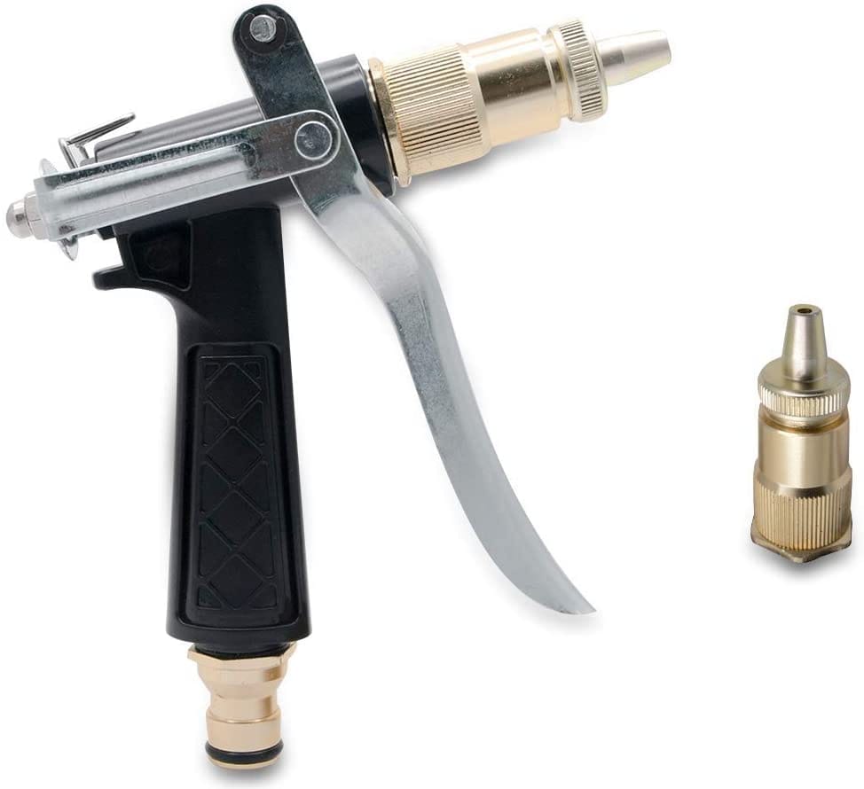 Metal Brass Water Nozzle Spray Gun for Garden Wash Car Bike with Spray Gun Hose to Watering Washing Cars, Plants Gardening Washer High Pressure Hi Clamp Motorbike - image 1