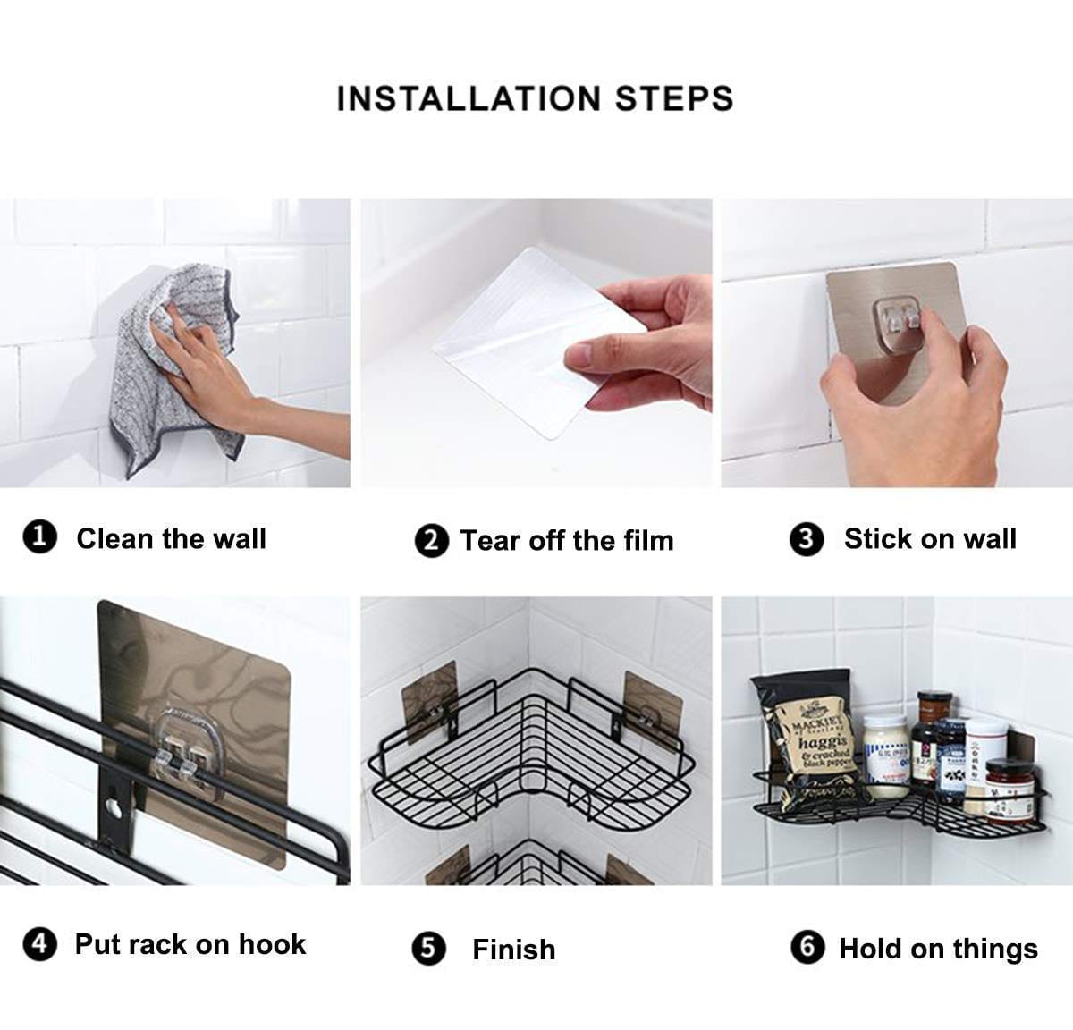 Self-Adhesive Metal Bathroom Corner Rack Stainless Steel Shelf Organizer - image 2