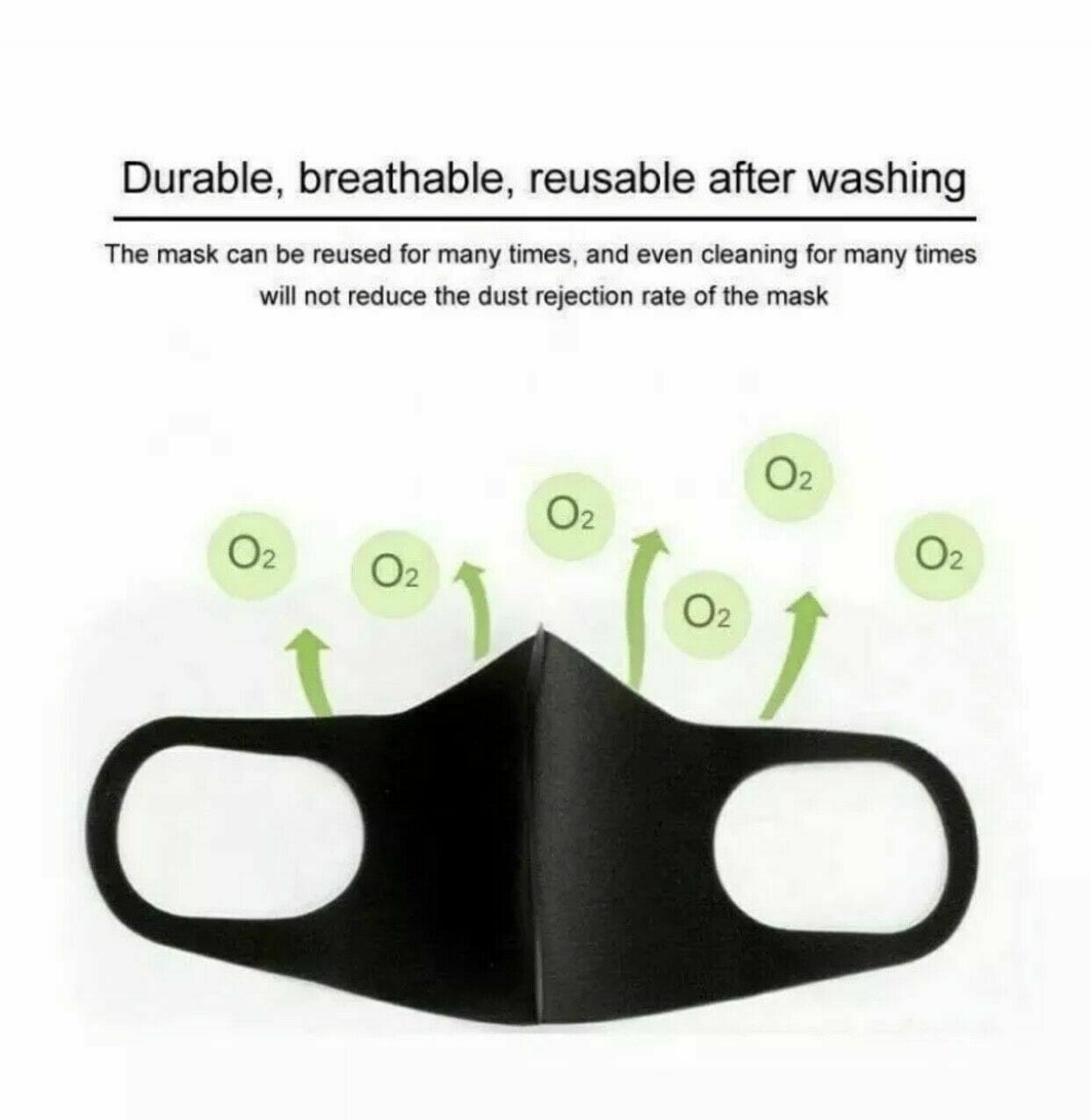 Black Face Mask Reusable Washable Cover Masks Fashion Cloth Men Women - image 4