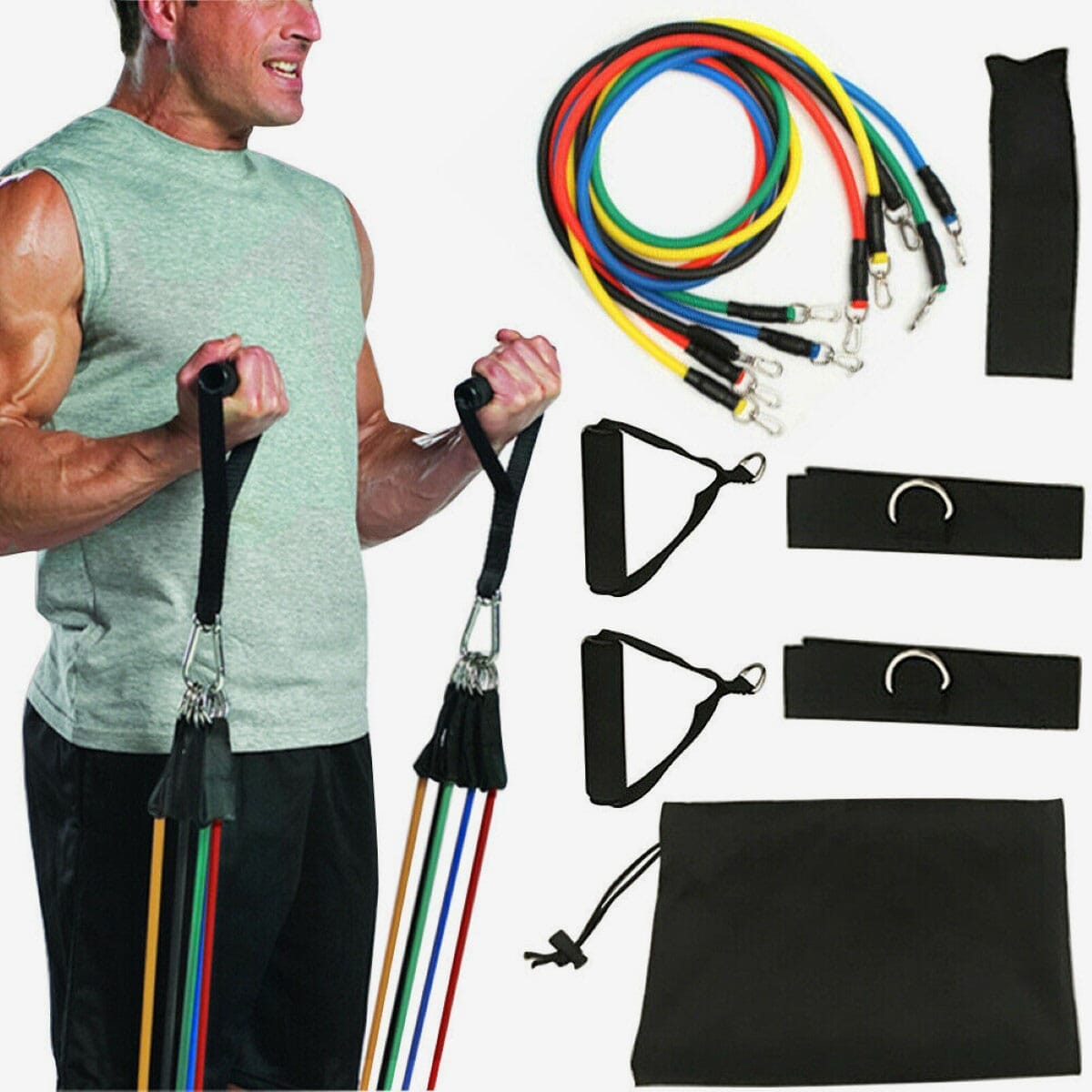 11 In 1 Power Resistance Band Home Gym Equipment/Exercise Bands -Total 130 LBS - image 1